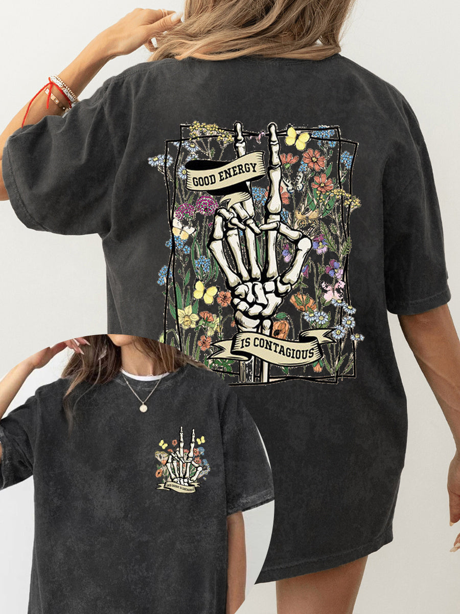 Vintage Good Energy Is Contagious Washed T-Shirt