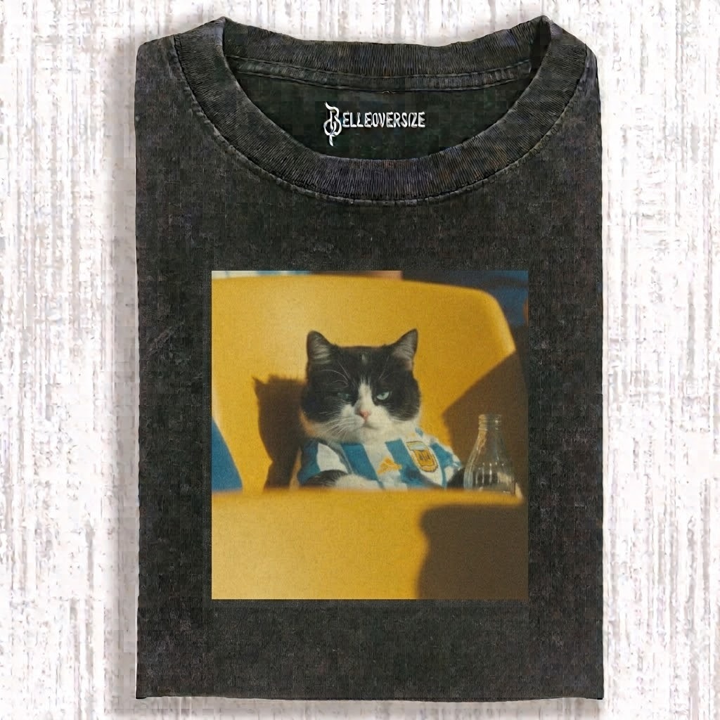 Cat watching the World Cup T-shirt