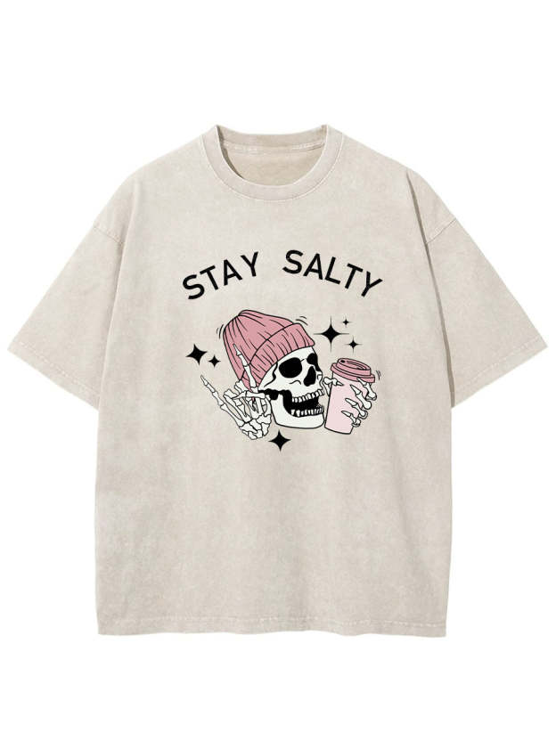 Vintage Skeleton Stay Salty Washed T-Shirt