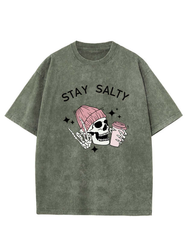 Vintage Skeleton Stay Salty Washed T-Shirt