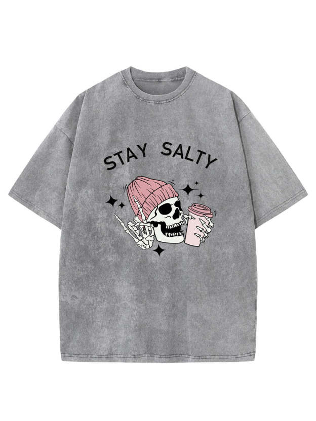 Vintage Skeleton Stay Salty Washed T-Shirt