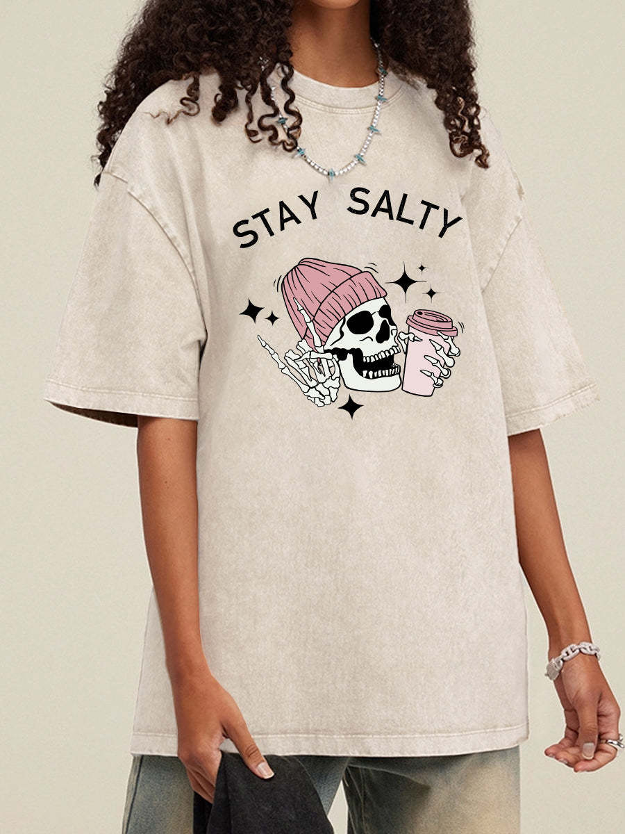 Vintage Skeleton Stay Salty Washed T-Shirt