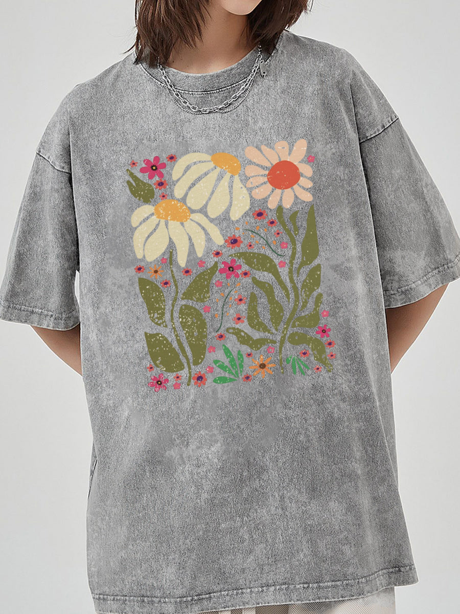 Vintage Hippie Flower Washed T-Shirt