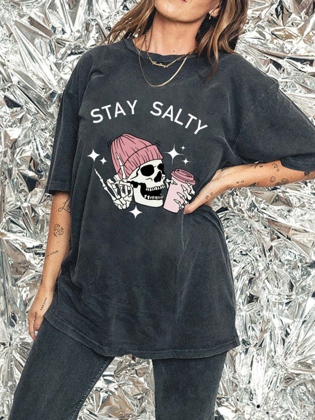 Vintage Skeleton Stay Salty Washed T-Shirt
