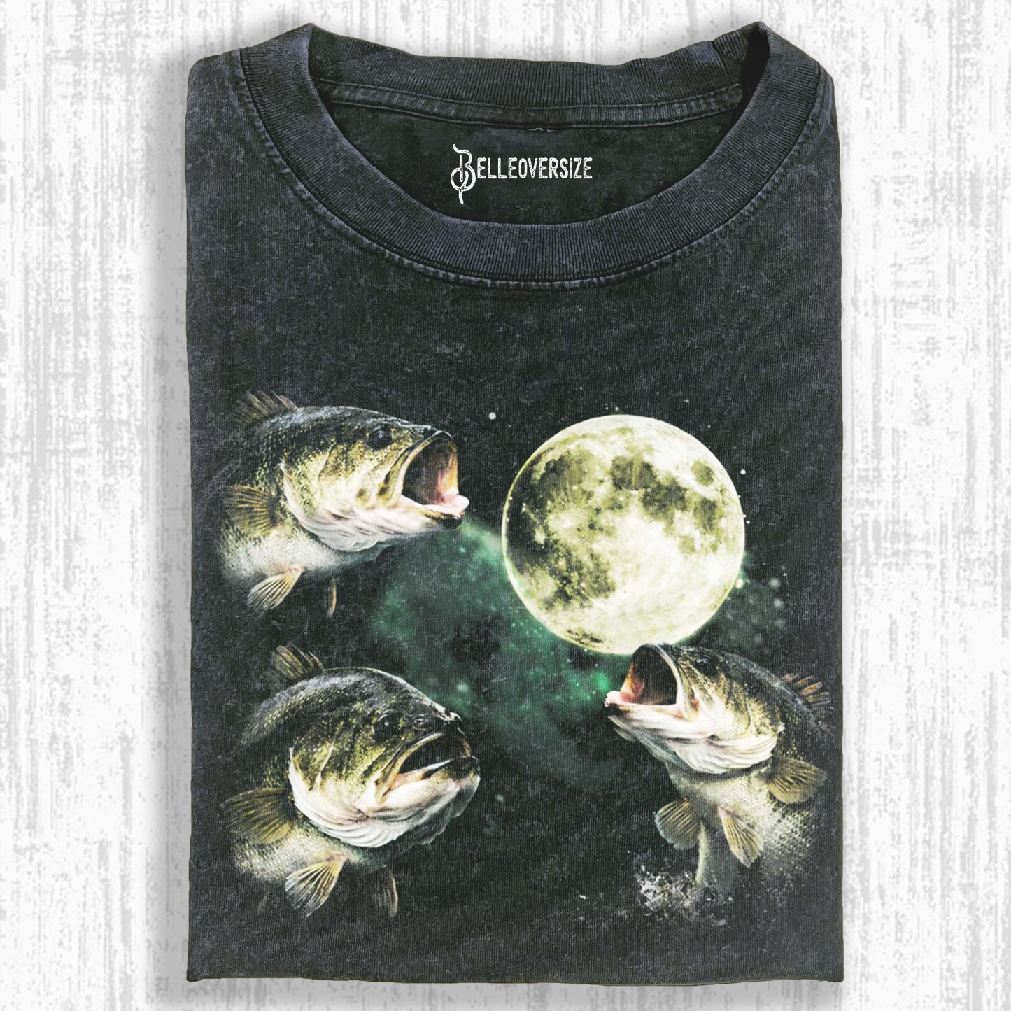 BASS FISHING MOON VINTAGE GRAPHIC T-SHIRT