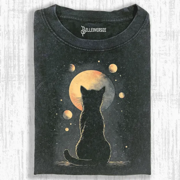 BLACK CAT BETWEEN WORLDS T-SHIRT