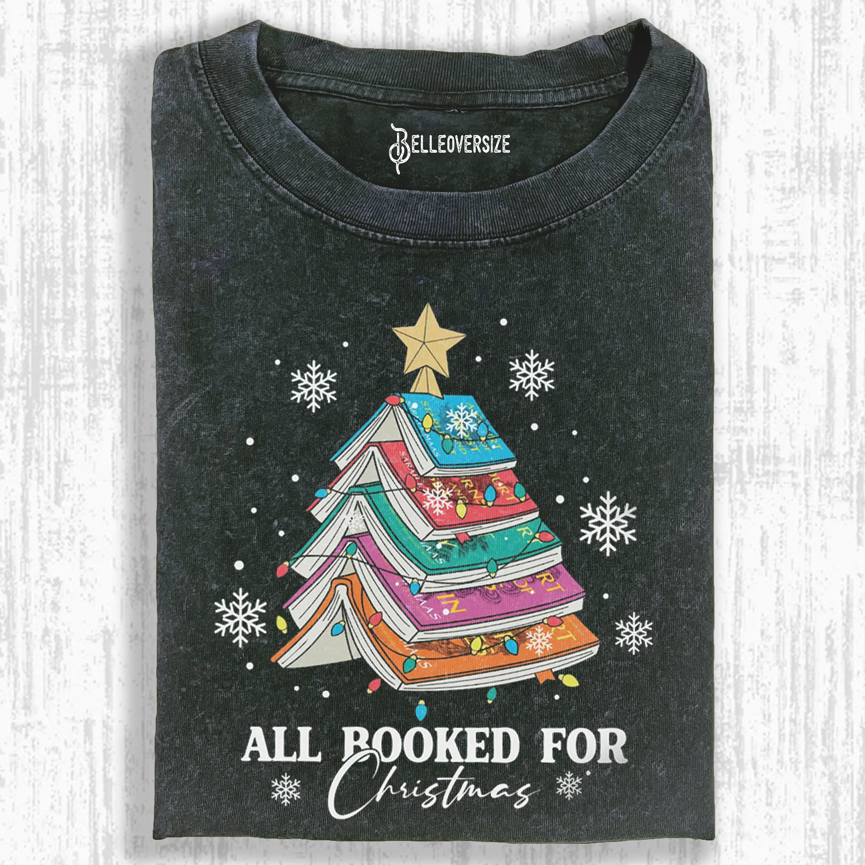BOOKS CHRISTMAS TREES T-SHIRT