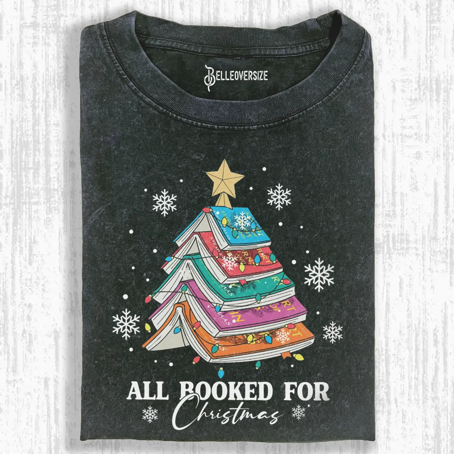 BOOKS CHRISTMAS TREES T-SHIRT