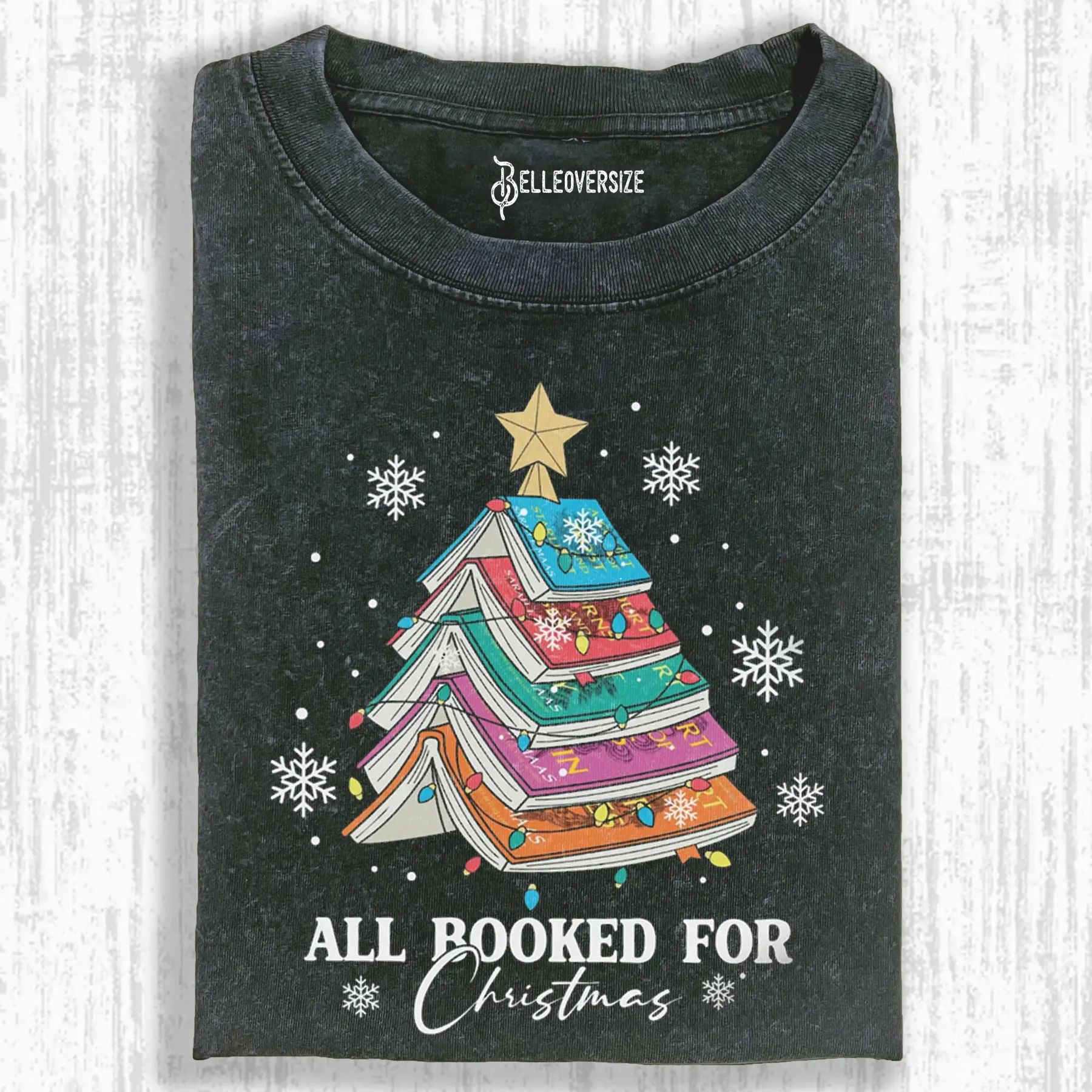 BOOKS CHRISTMAS TREES T-SHIRT