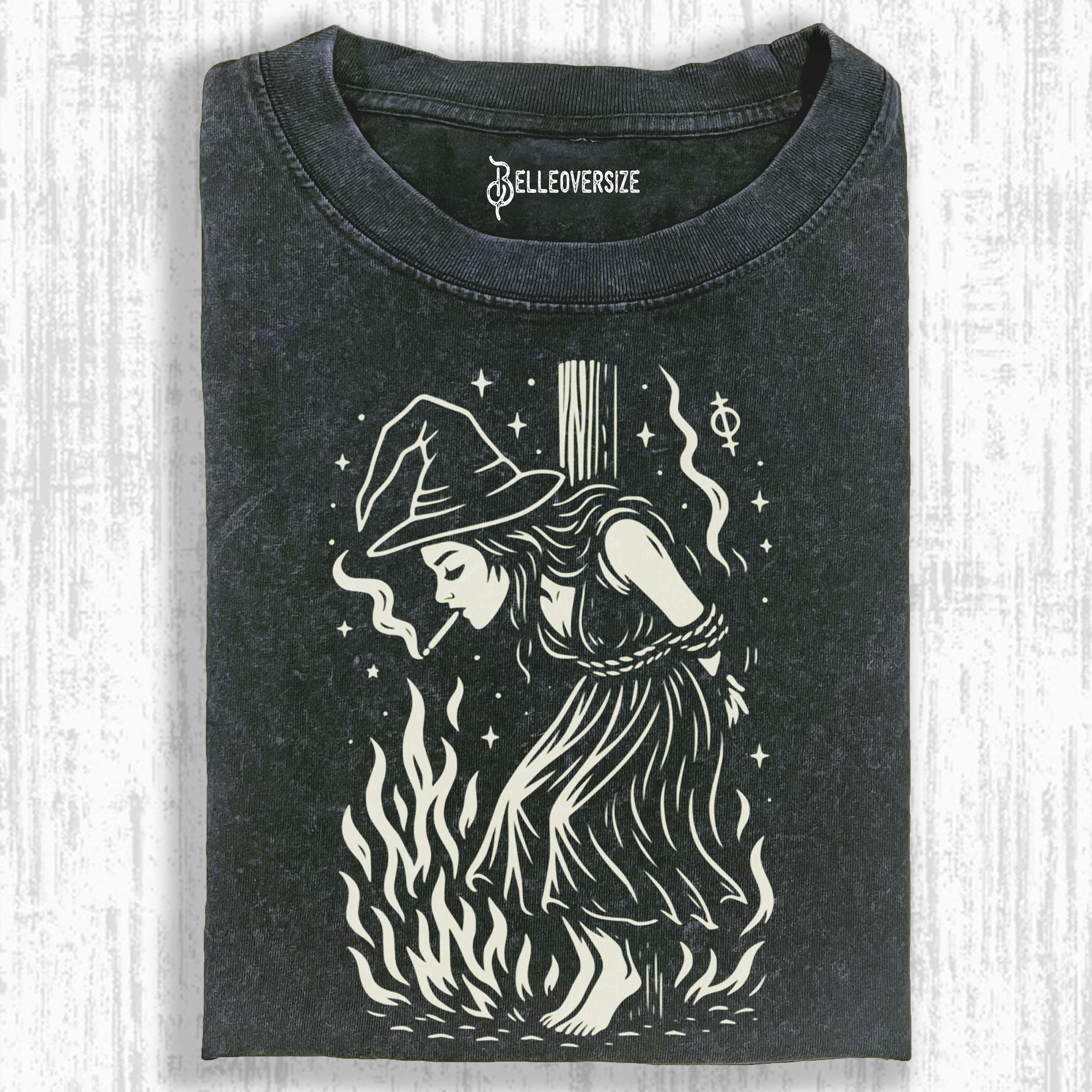 BURNING WITCH SMOKING CIGARETTE T-SHIRT