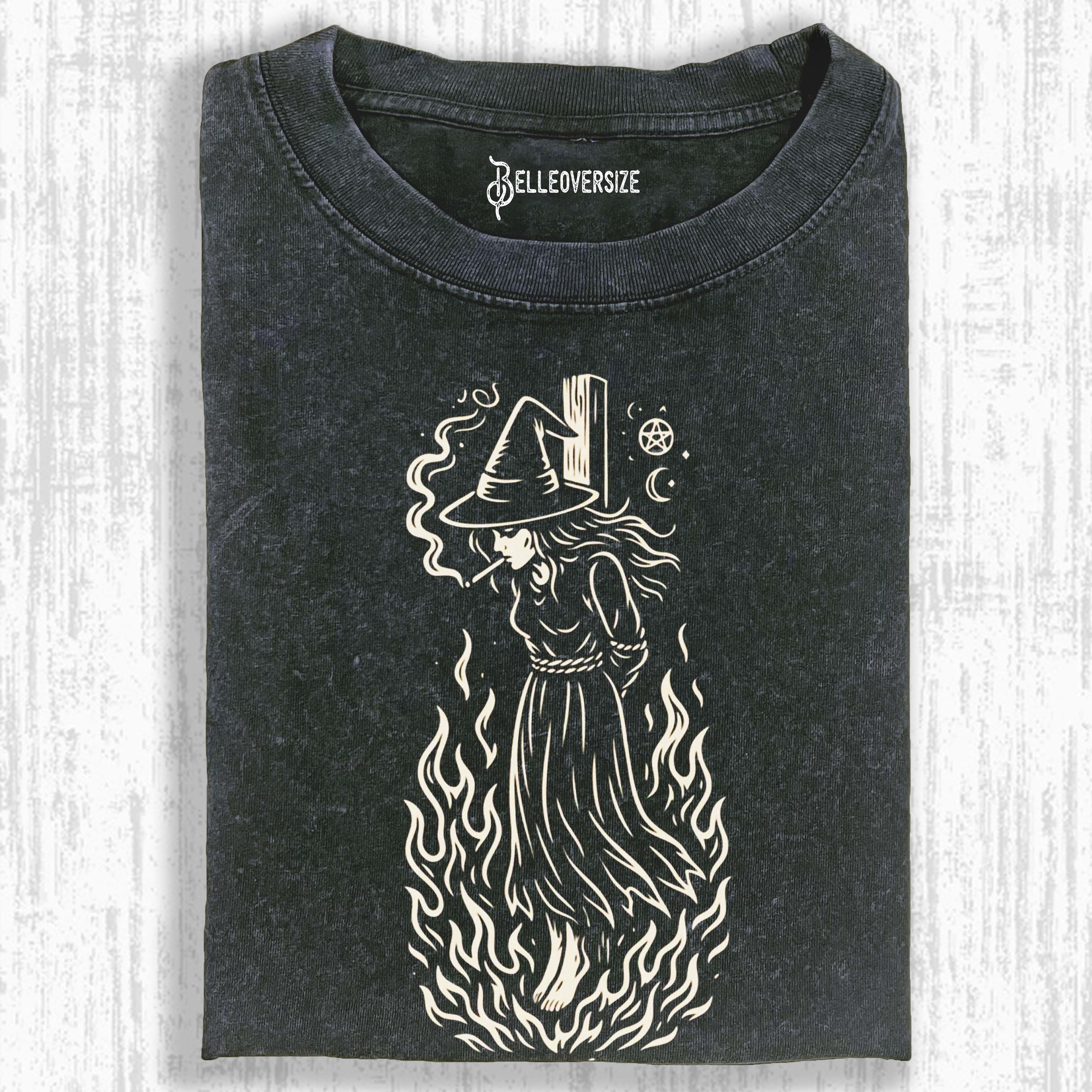 BURNING WITCH SMOKING CIGARETTE T-SHIRT