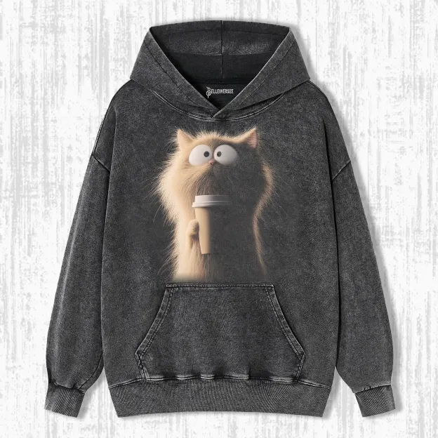 CARICATURE CAT WITH A MUG HOODIE