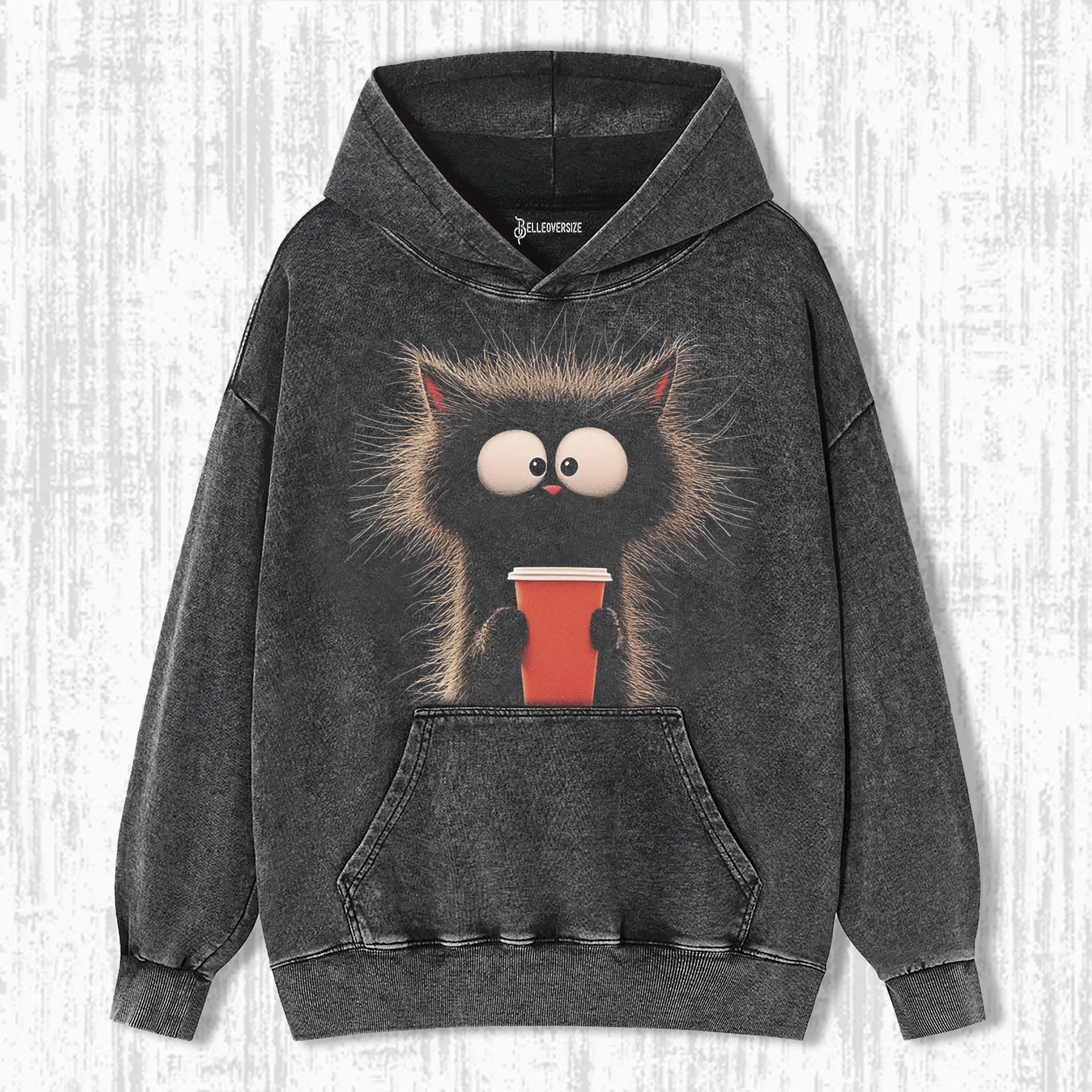 CARICATURE CAT WITH A MUG HOODIE