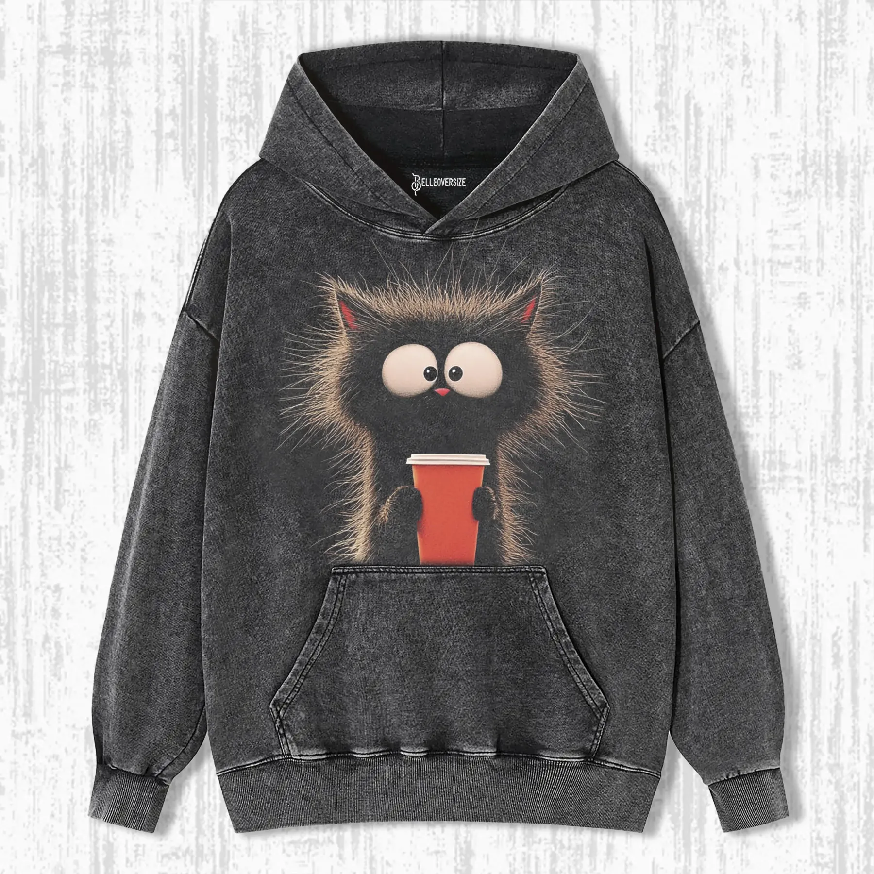 CARICATURE CAT WITH A MUG HOODIE