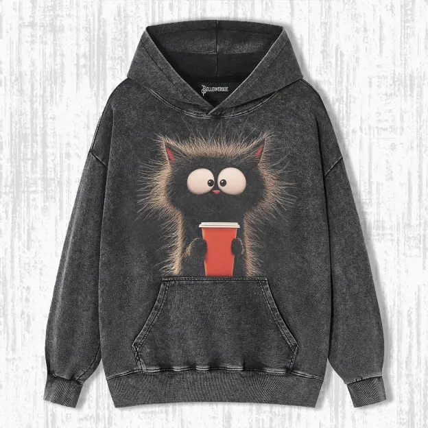 CARICATURE CAT WITH A MUG HOODIE