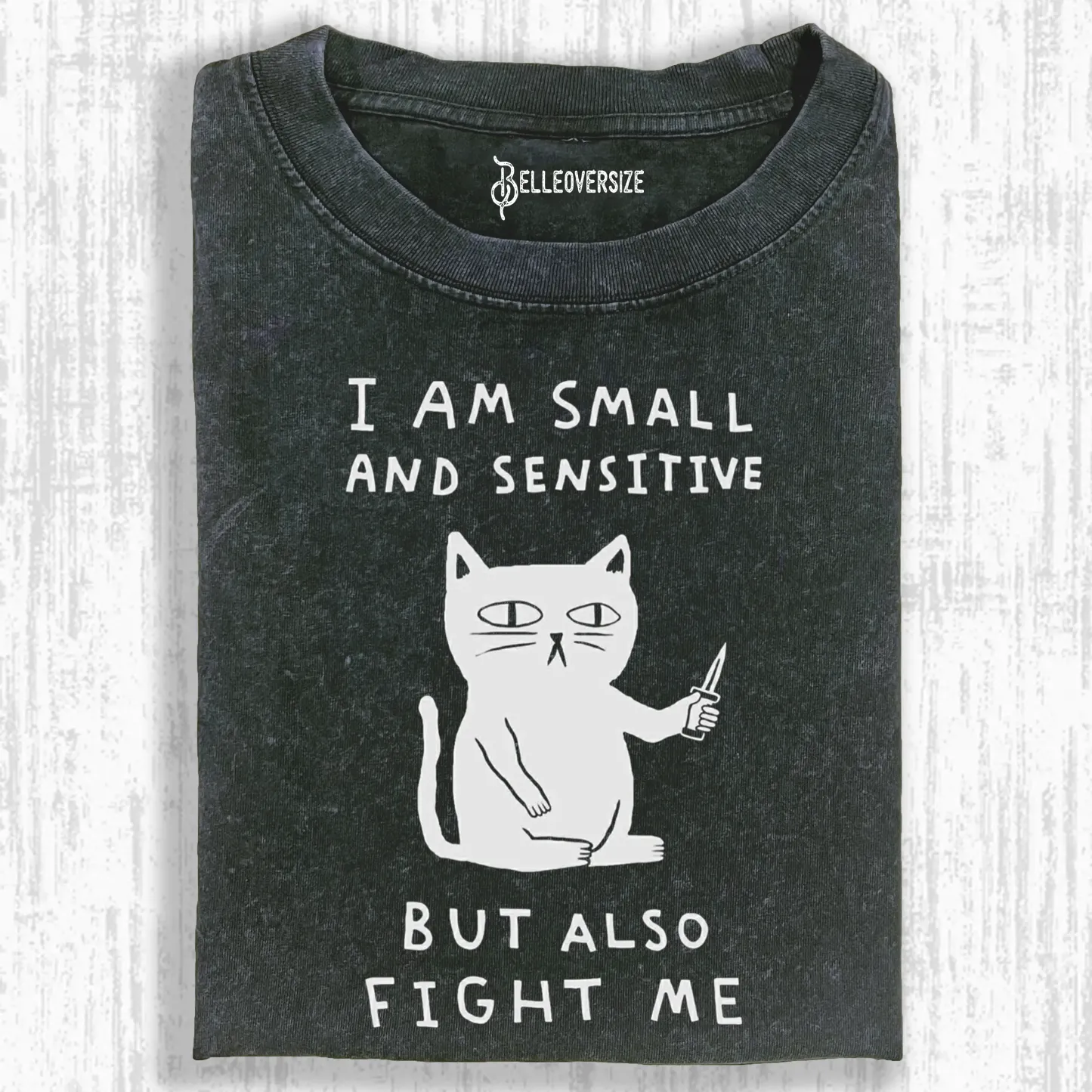 CAT - I AM SMALL AND SENSITIVE BUT ALSO FIGHT ME T-SHIRT