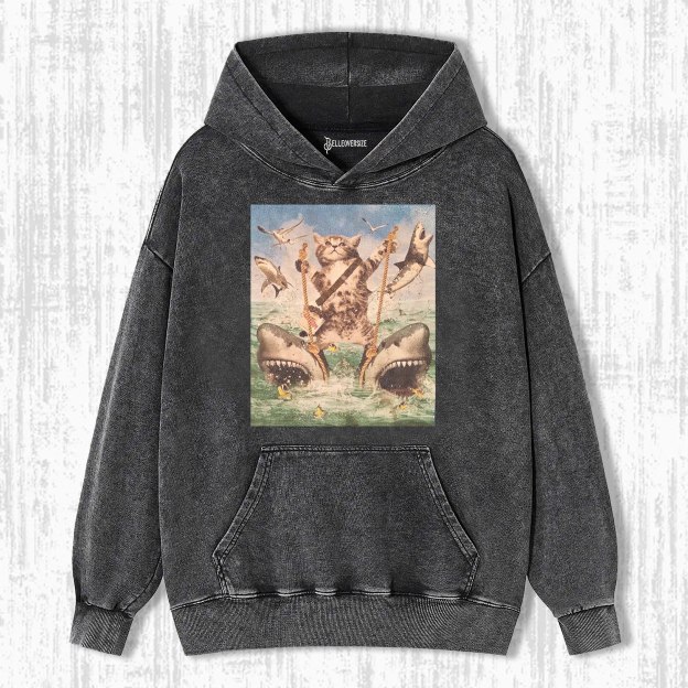 CAT VS SHARKS HOODIE