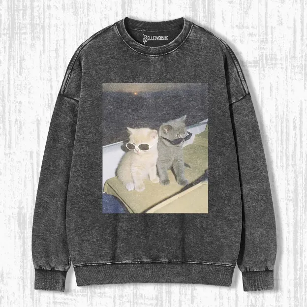 CAT  WITH SUNGLASSES  SWEATSHIRTS