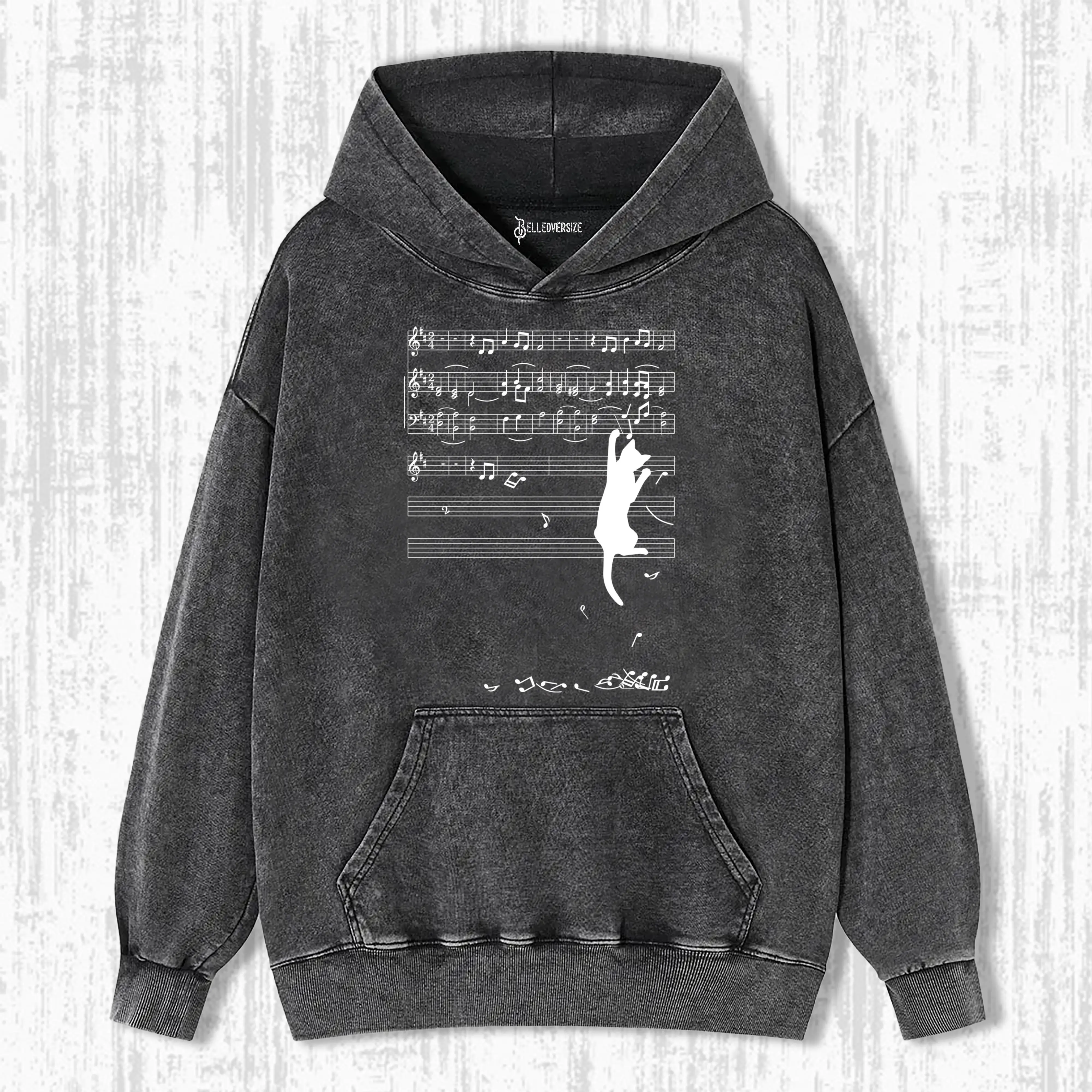 CATS AND MUSICAL NOTES  HOODIE