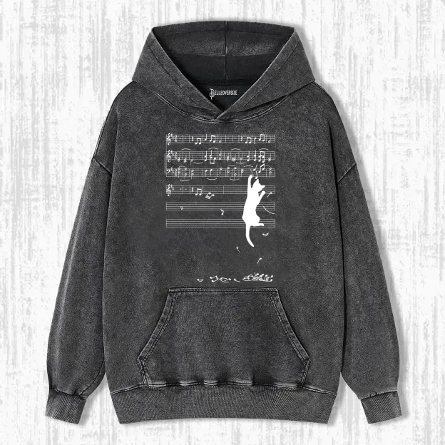 CATS AND MUSICAL NOTES  HOODIE