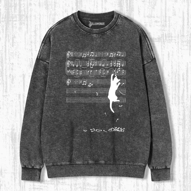 CATS AND MUSICAL NOTES  SWEATSHIRTS