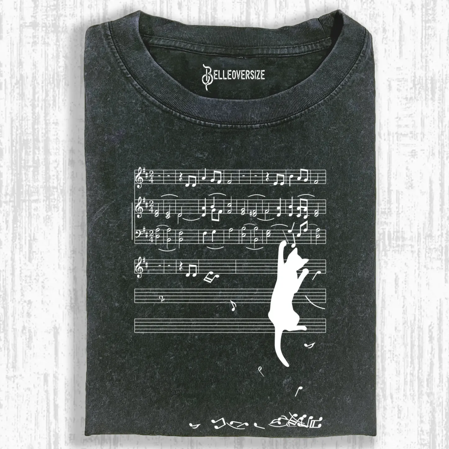 CATS AND MUSICAL NOTES T-SHIRT