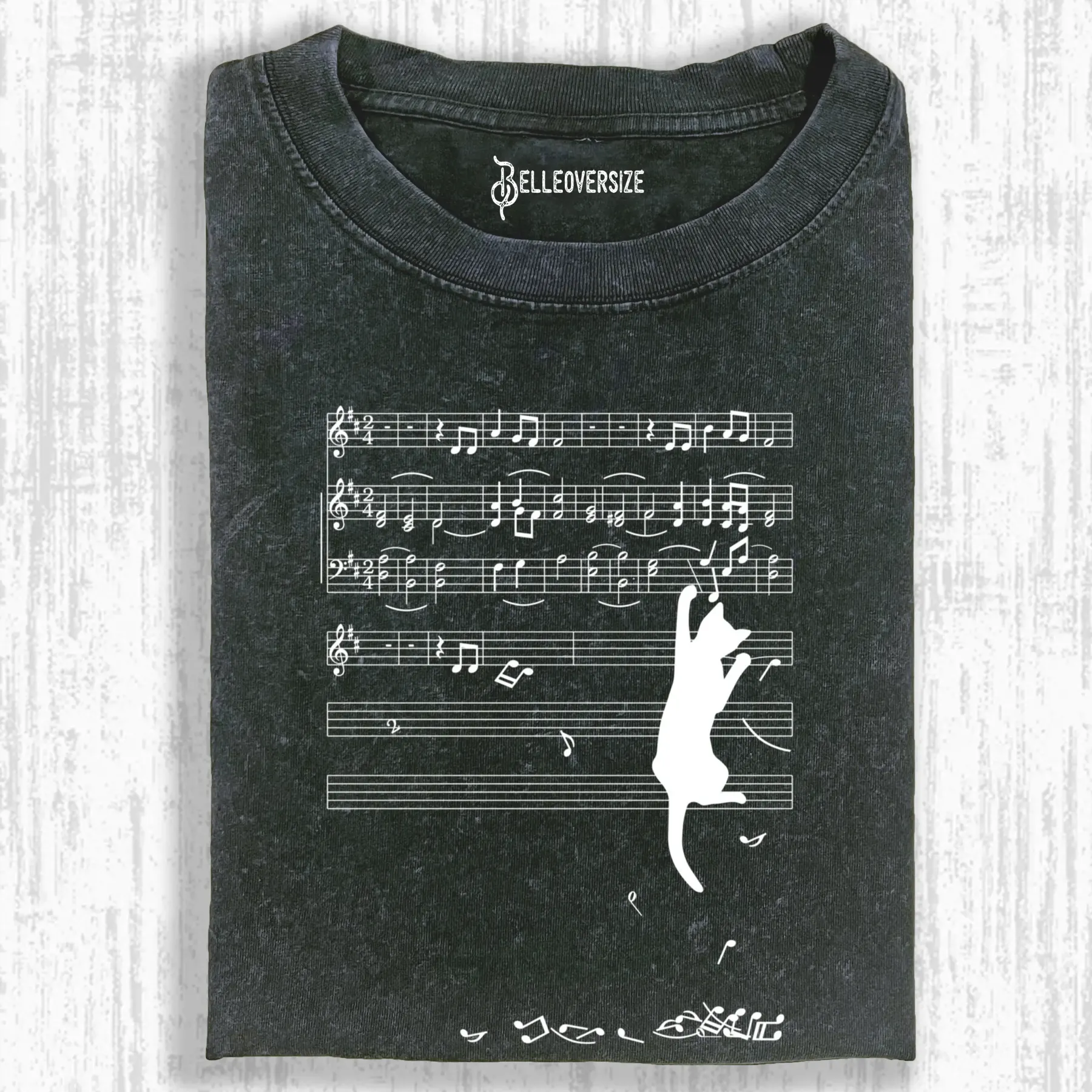 CATS AND MUSICAL NOTES T-SHIRT