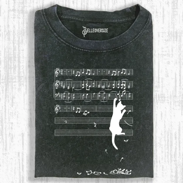 CATS AND MUSICAL NOTES  T-SHIRT