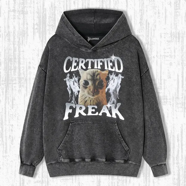 CERTIFIED FREAK FUNNY CAT MEME HOODIE