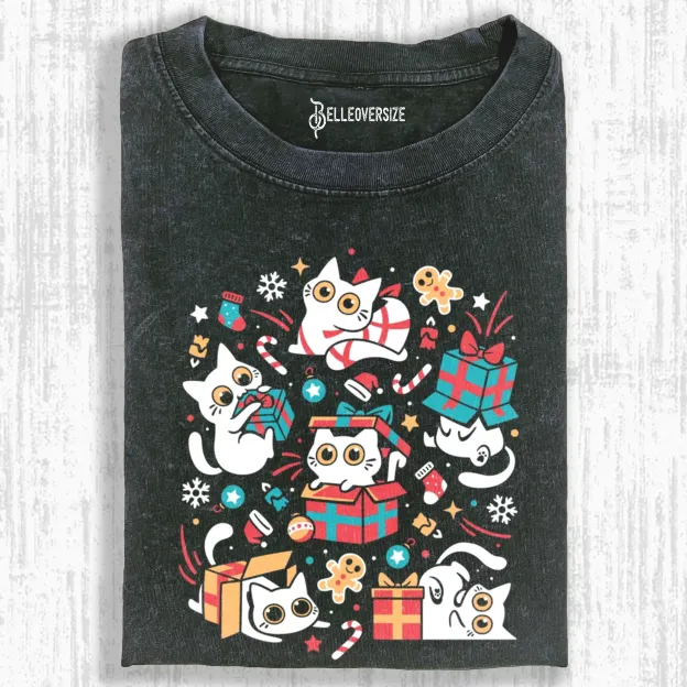 CHRISTMAS CAT PARTY T-SHIRT