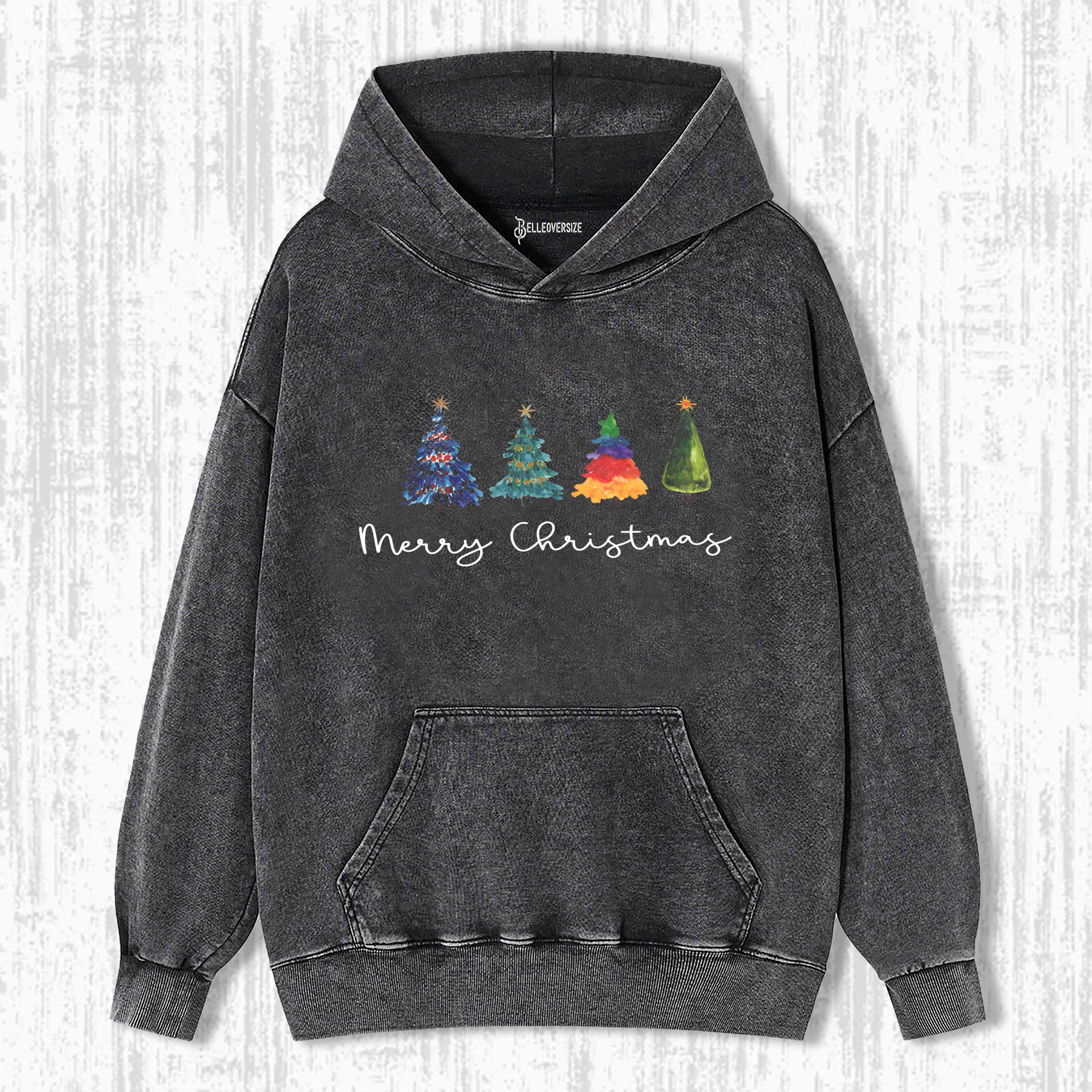 CHRISTMAS COLORFUL TREES HOODIE
