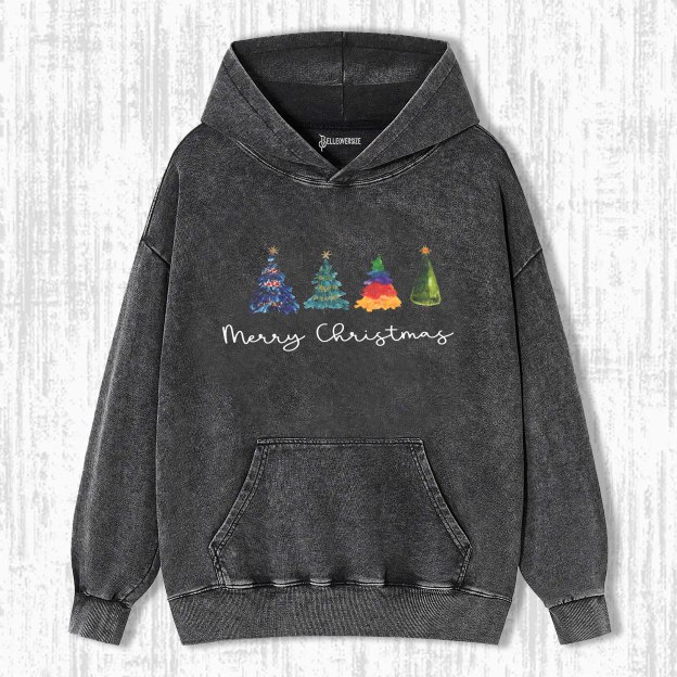 CHRISTMAS COLORFUL TREES HOODIE