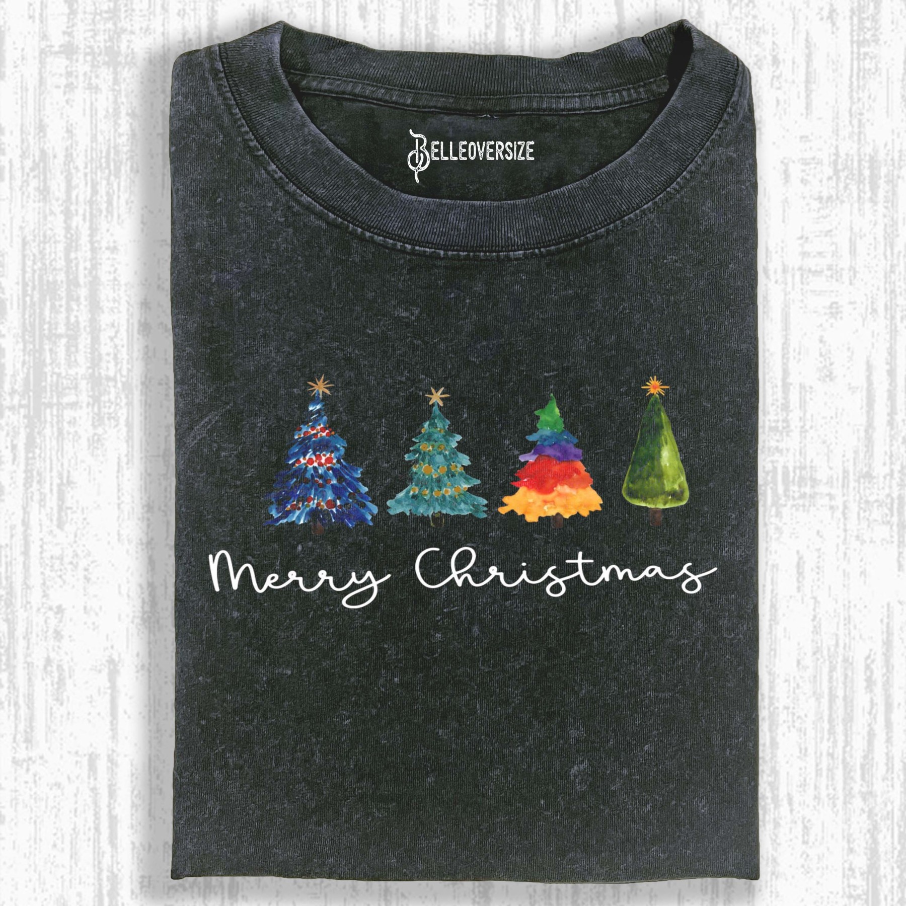 CHRISTMAS COLORFUL TREES T-SHIRT