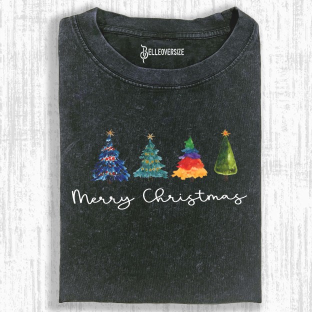 CHRISTMAS COLORFUL TREES T-SHIRT
