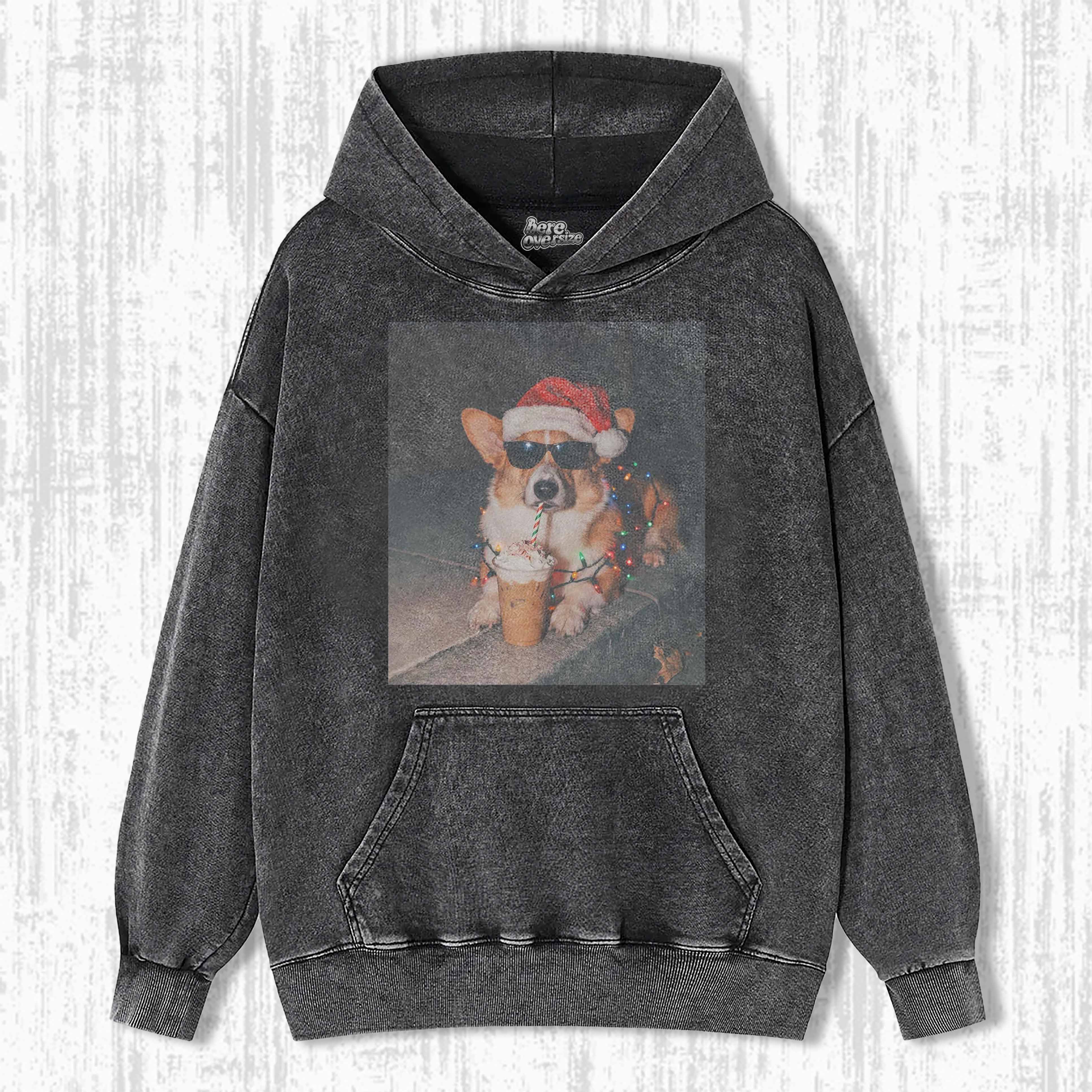 CHRISTMAS ICED COFFEE DOG T-SHIRT 