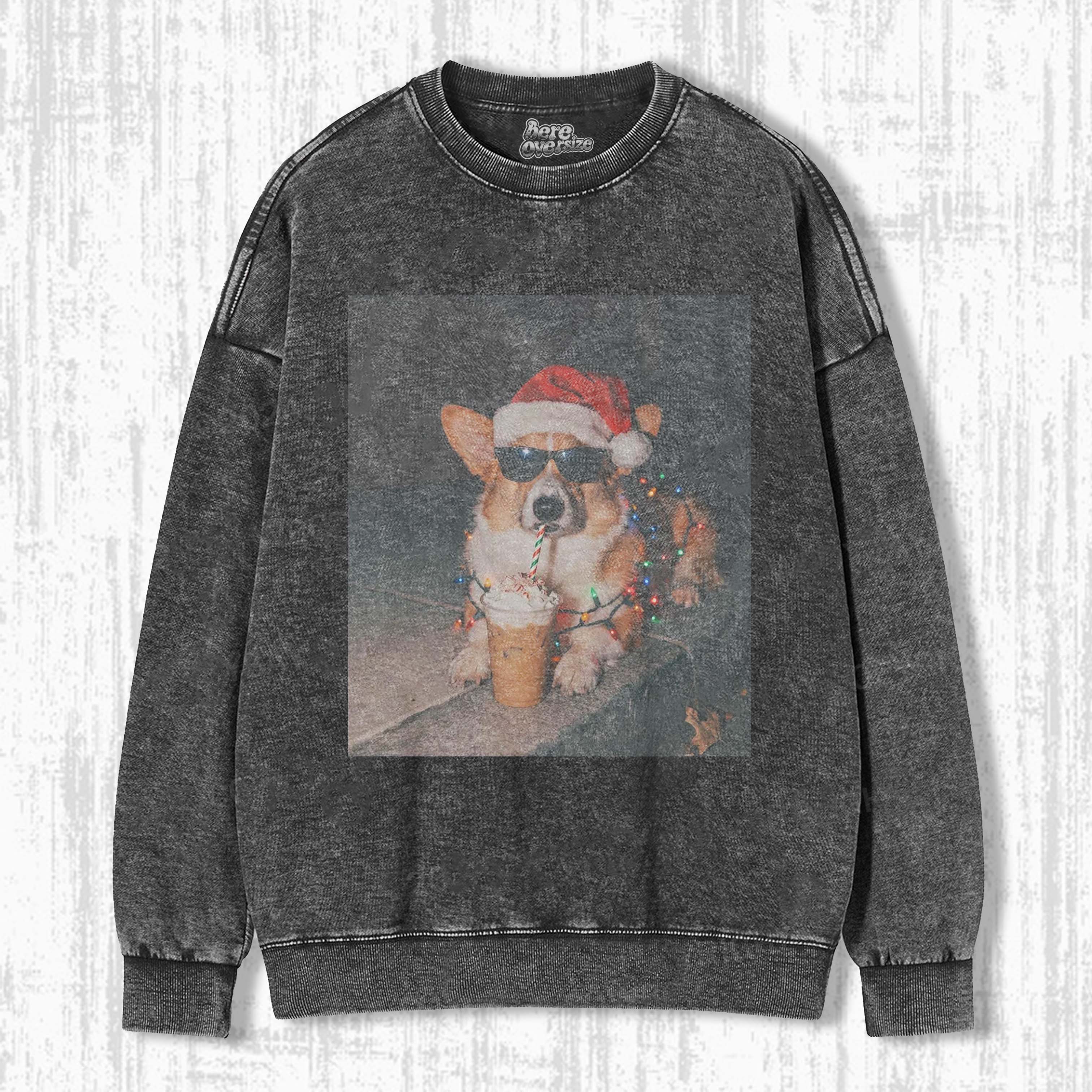 CHRISTMAS ICED COFFEE DOG T-SHIRT 