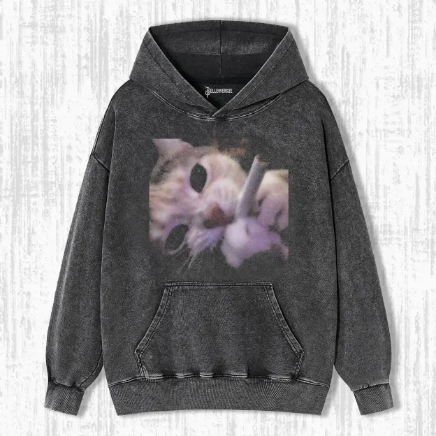 CIGARETTE SMOKING CAT HOODIE