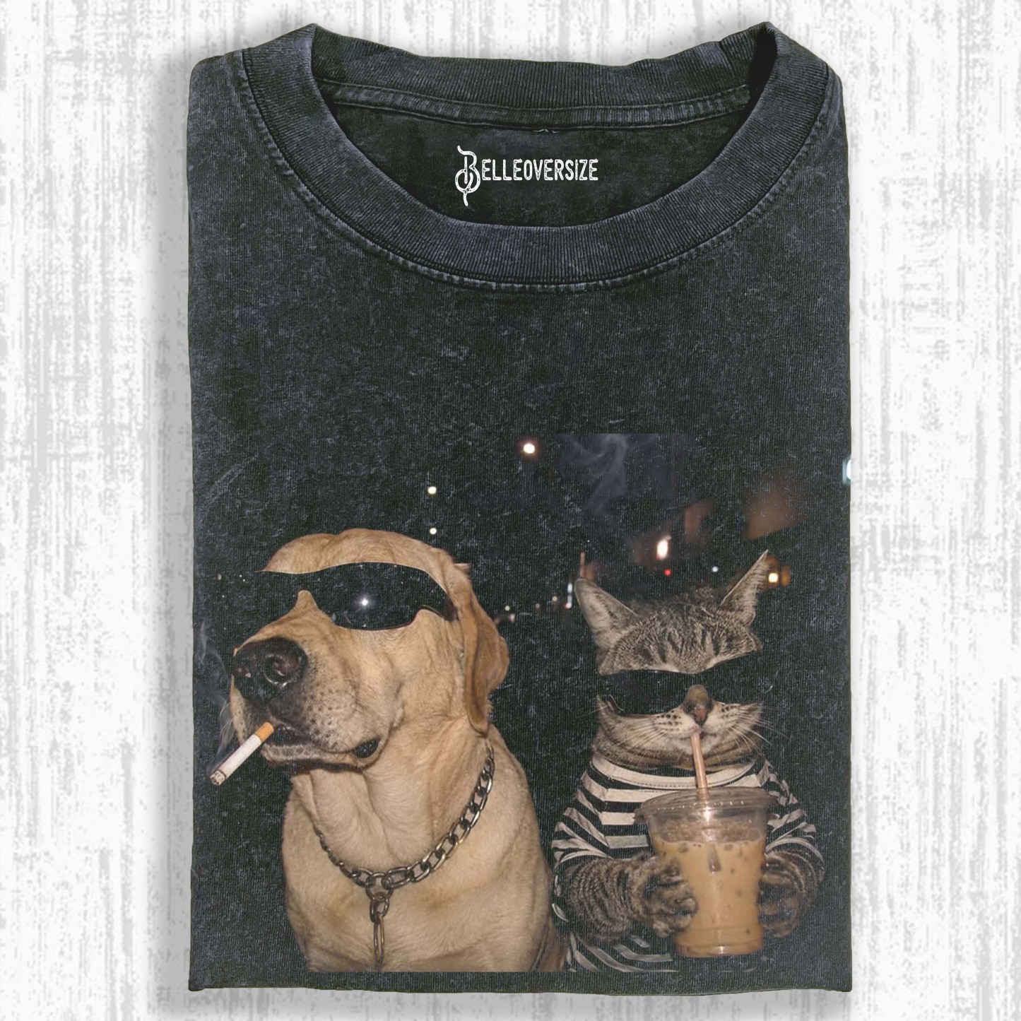 COOL DOG AND CAT NIGHT VIBES T-SHIRT