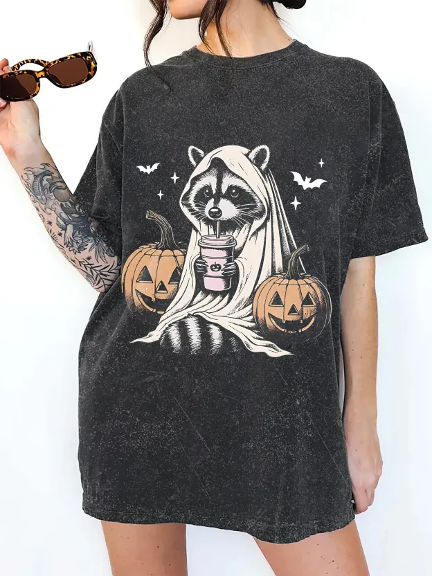 CUTE RACCOON GHOST T-SHIRT