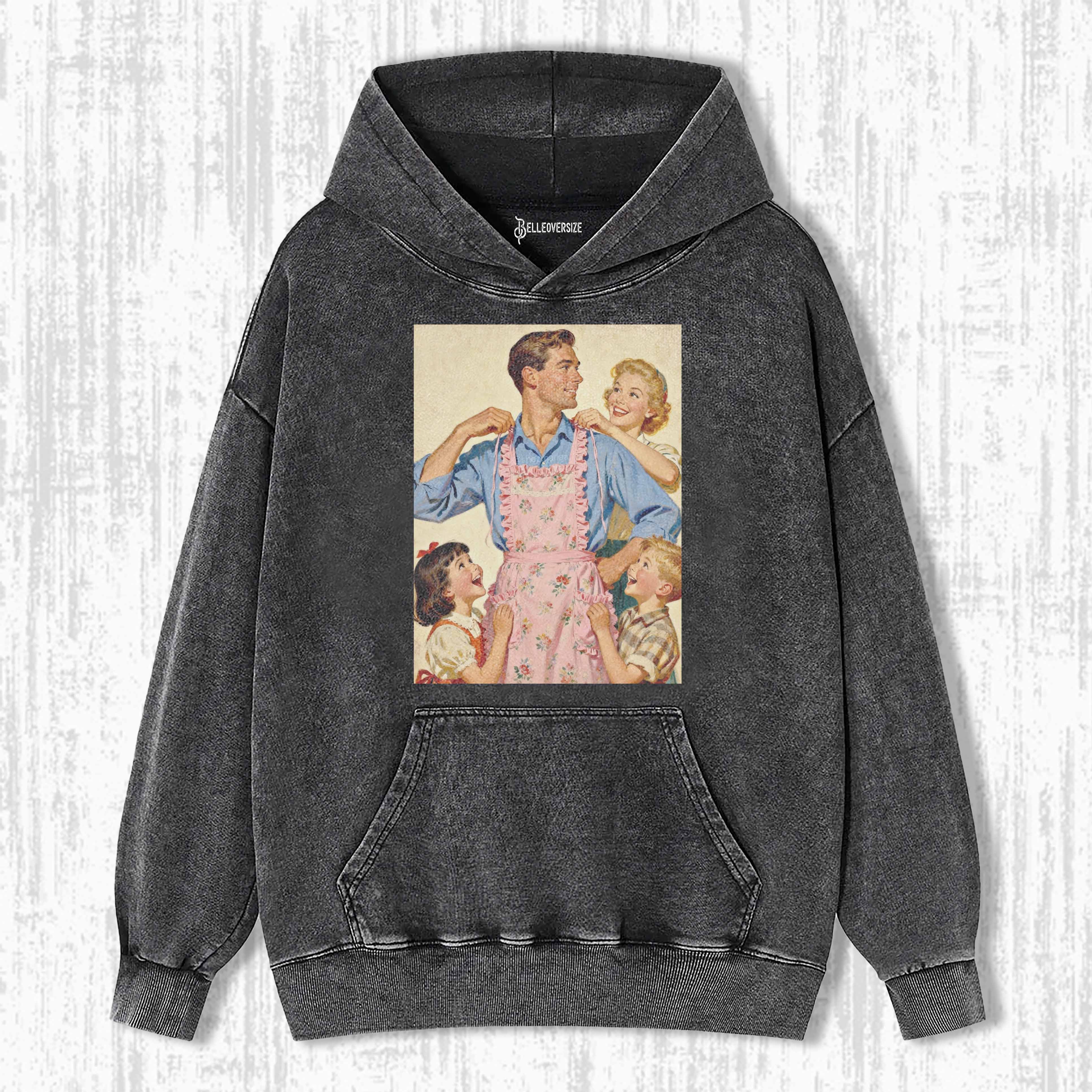 DAD IN FLORAL APRON RETRO FAMILY HOODIE