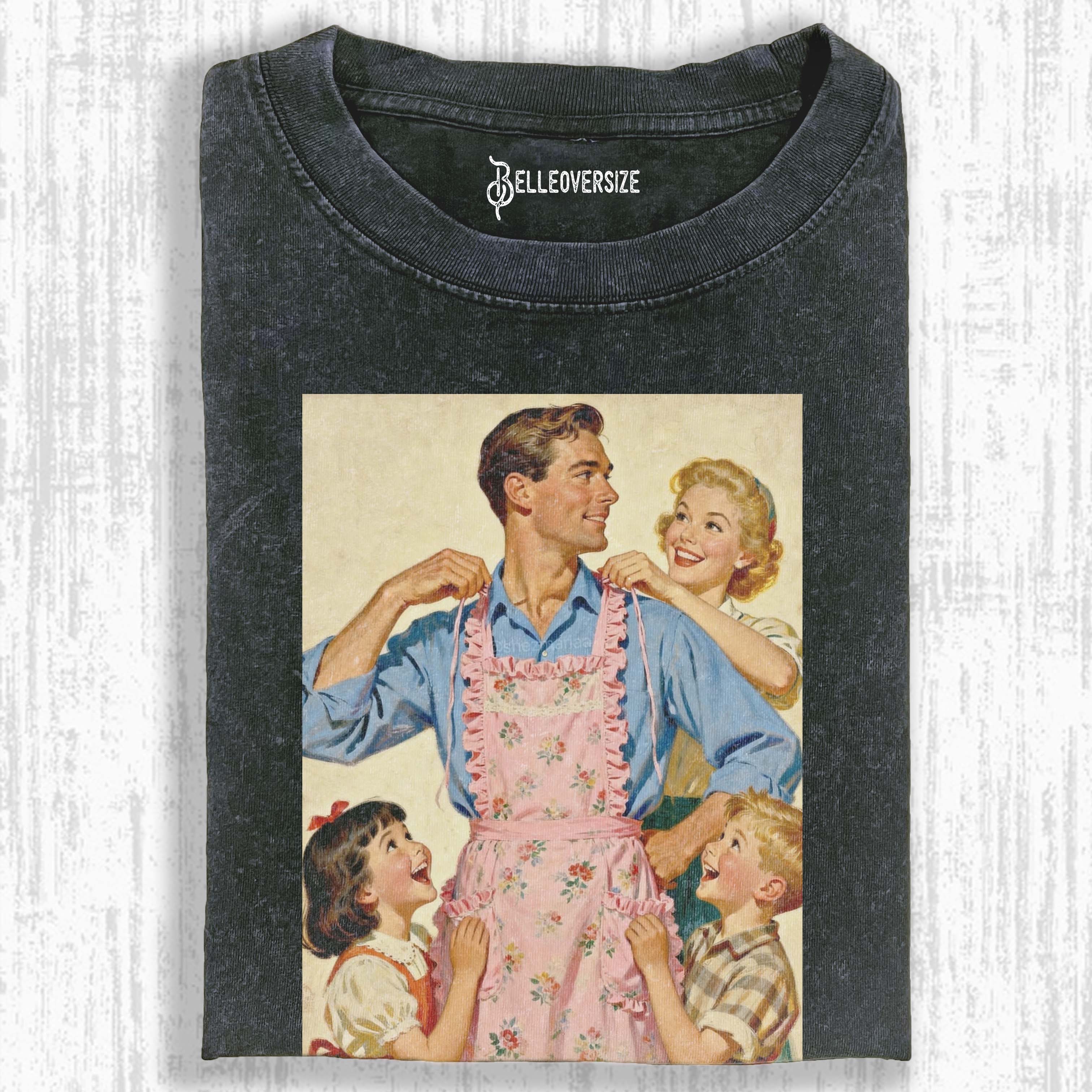 DAD IN FLORAL APRON RETRO FAMILY T-SHIRT