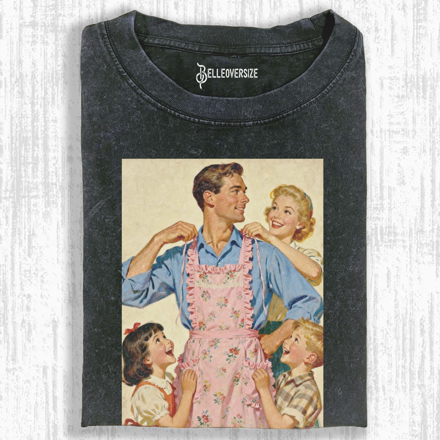 DAD IN FLORAL APRON RETRO FAMILY T-SHIRT