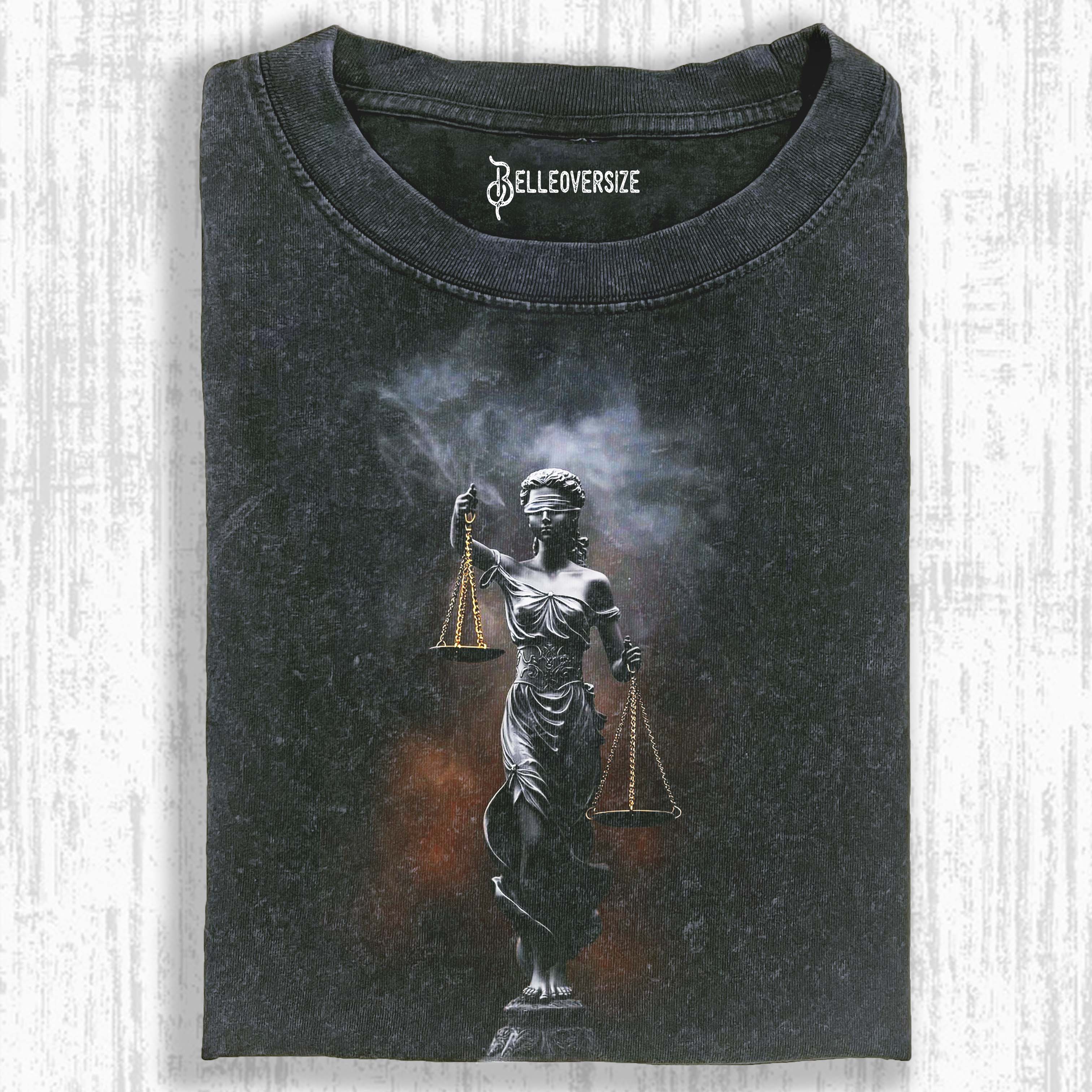 DARK STATUE LADY JUSTICE T-SHIRT