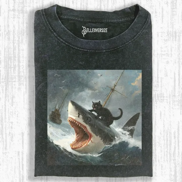 FAT CAT VS. SHARK  T-SHIRT