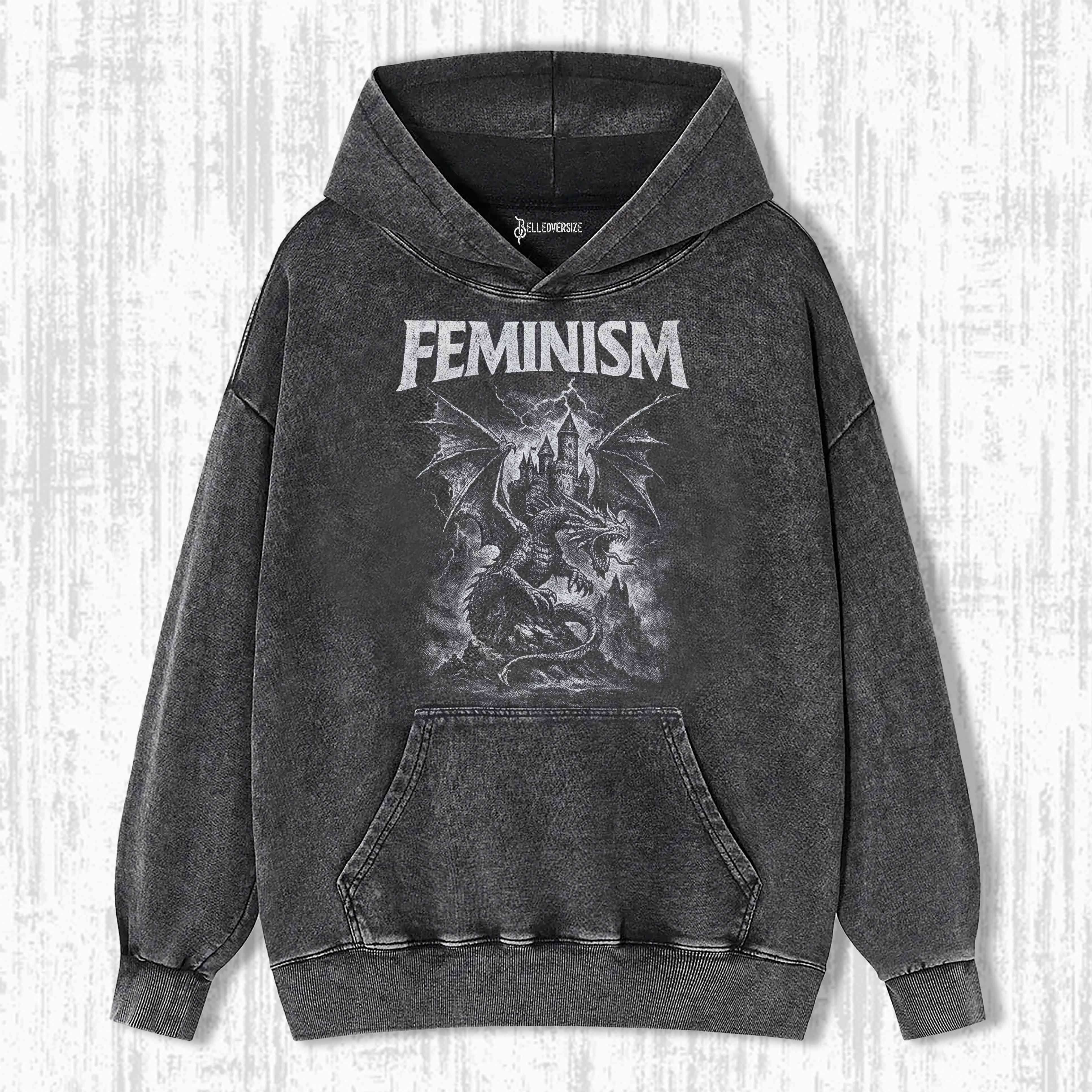 FEMINISM DRAGON FANTASY VINTAGE HOODIE