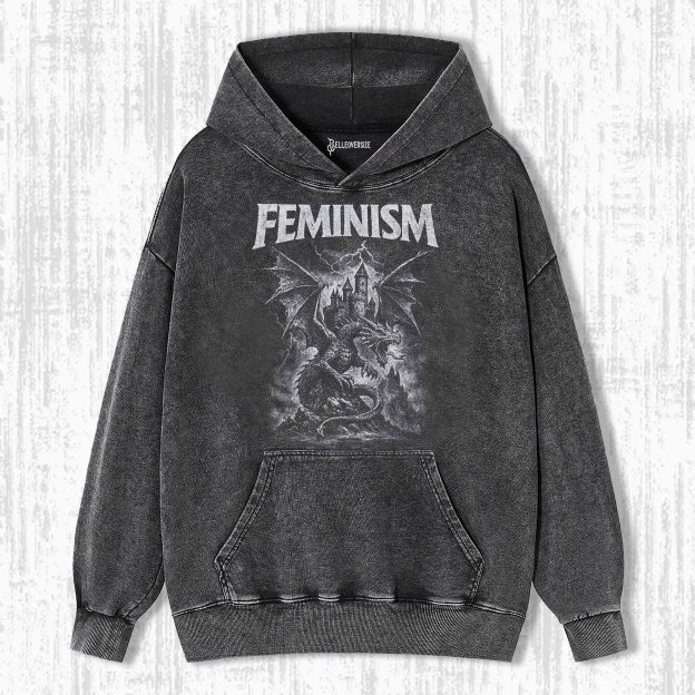 FEMINISM DRAGON FANTASY VINTAGE HOODIE