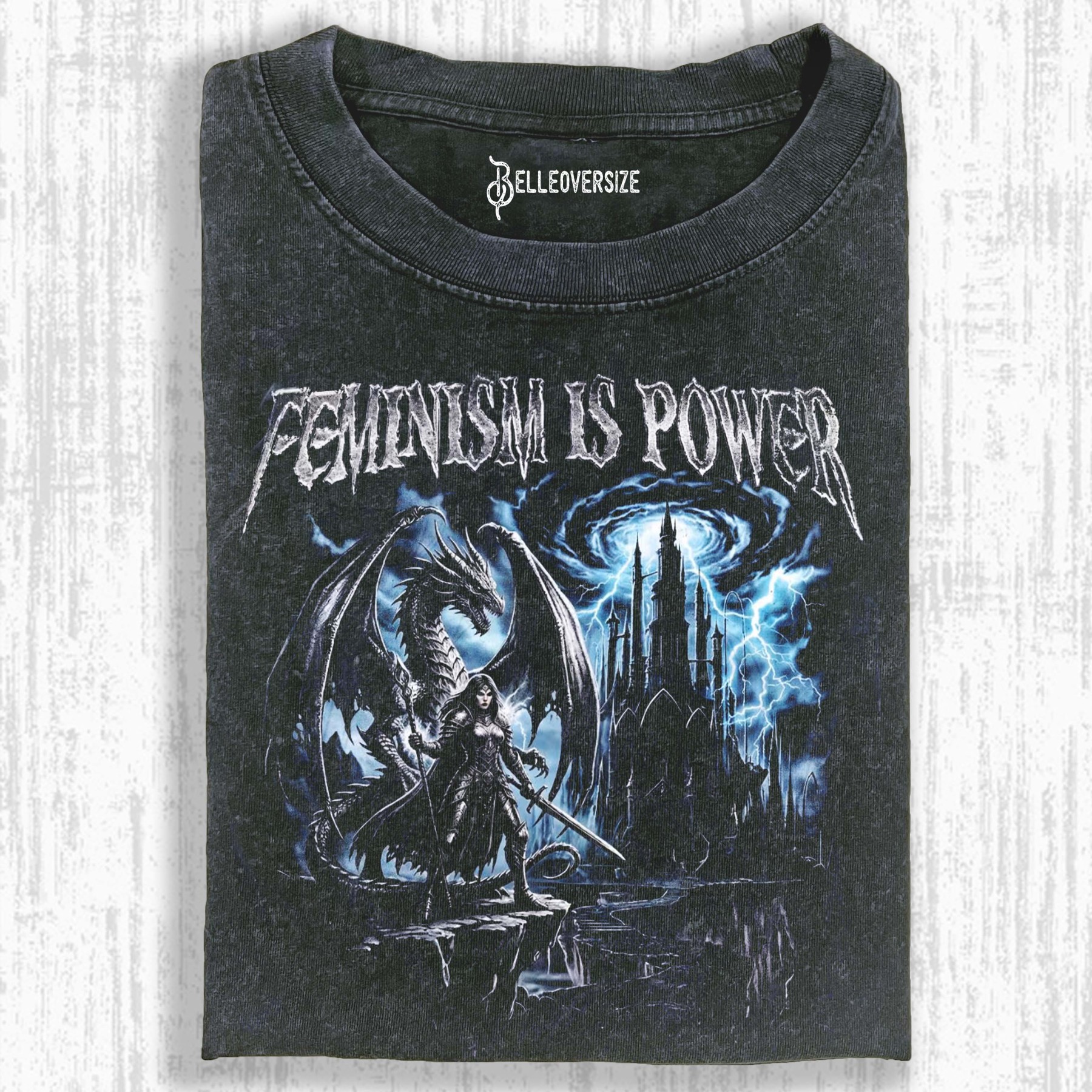 FEMINISM IS POWER DRAGON VINTAGE 90S GRAPHIC T-SHIRT