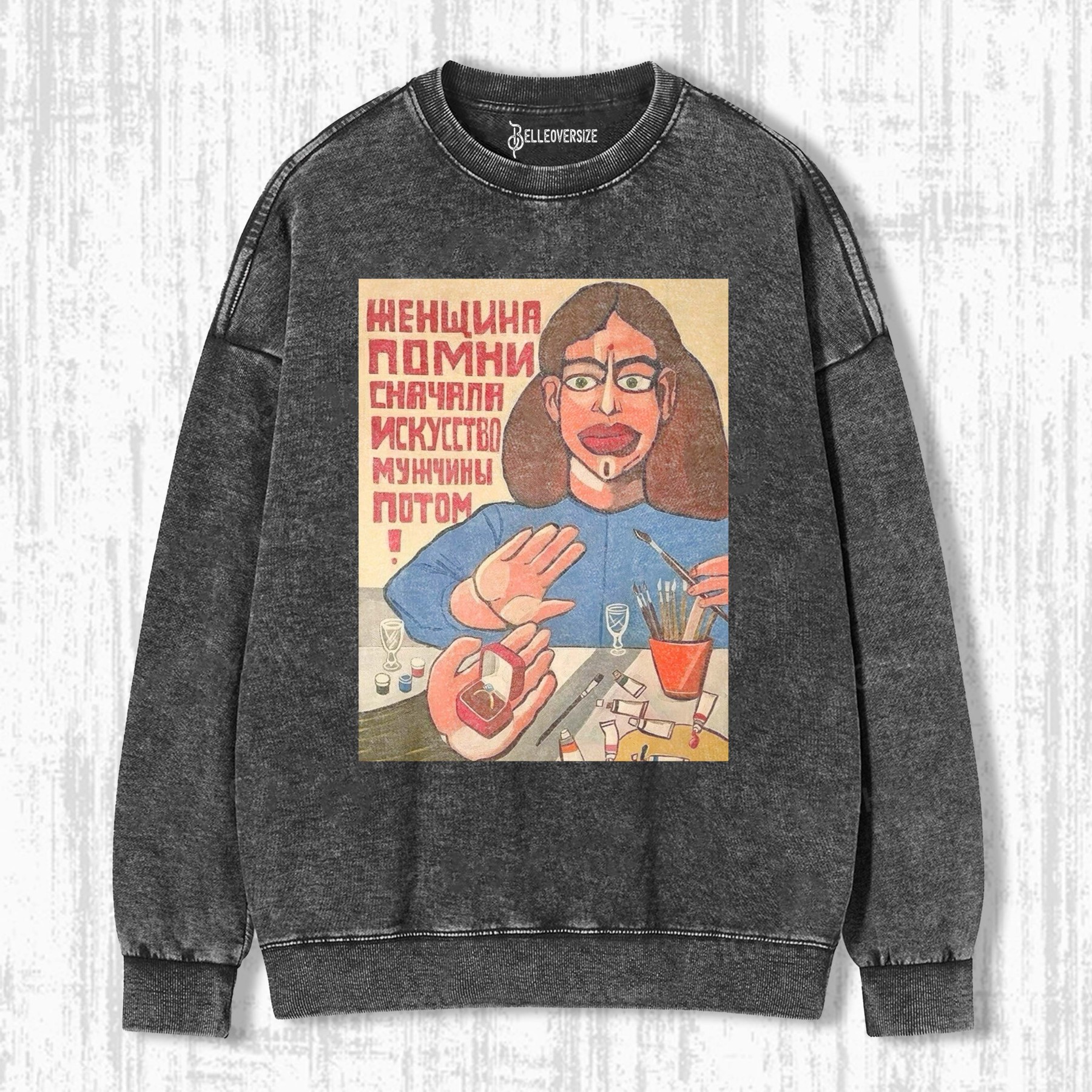 FEMINIST SOVIET ART PRINT VINTAGE SWEATSHIRTS