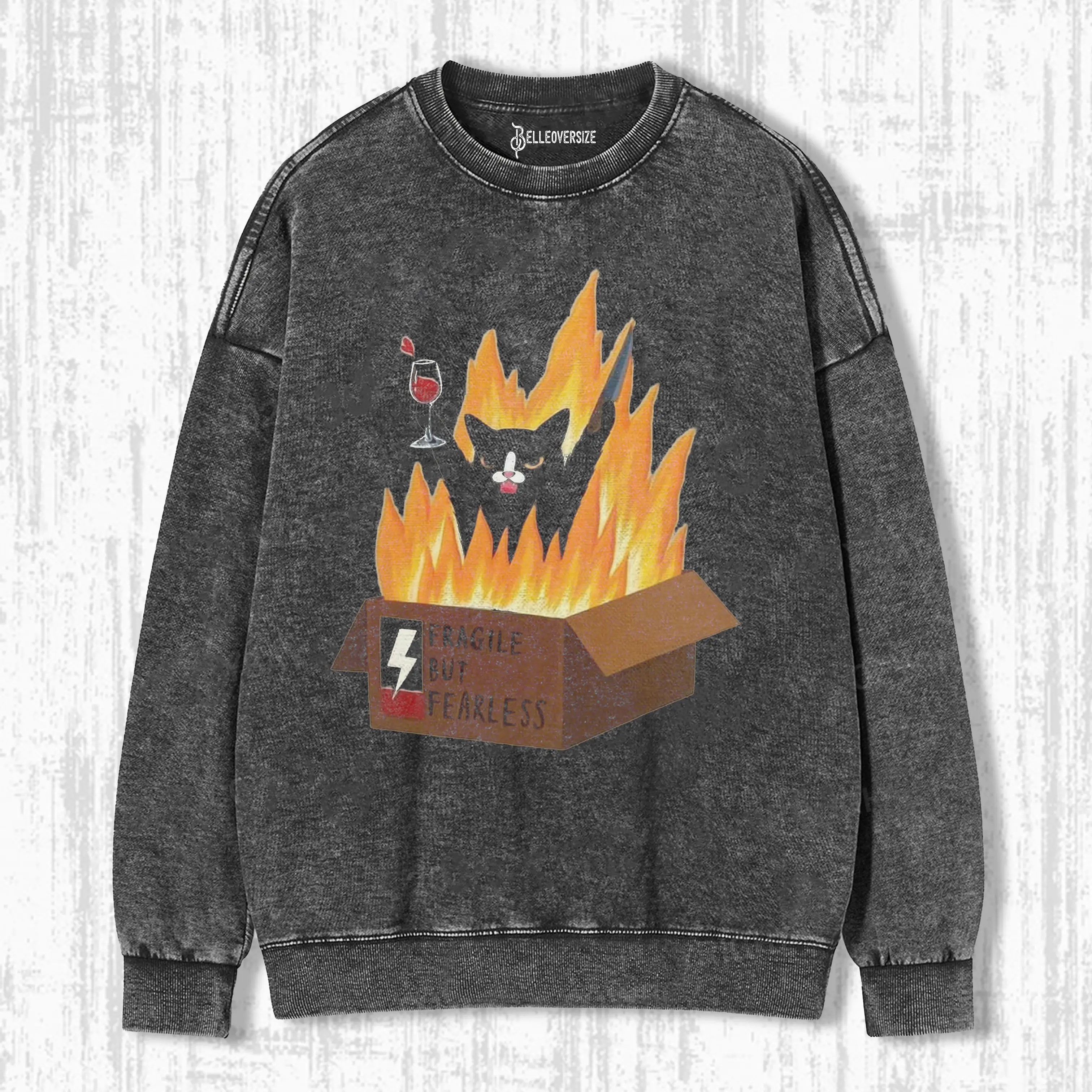 FRAGILE BUT FEARLESS CAT  SWEATSHIRTS