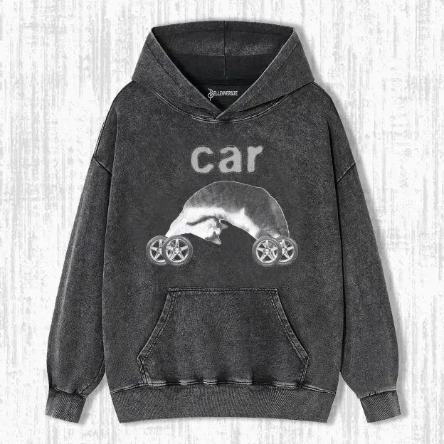 FUNNY CAT CAR HOODIE